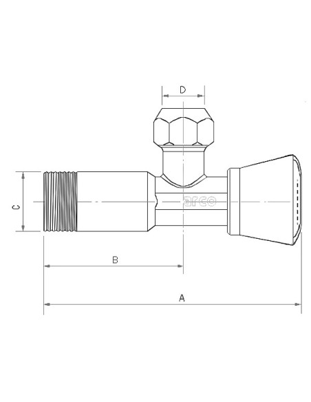 Stūra pieslēgventīlis 1/2"x10mm (3/8"), hromēts, A-80 ARCO