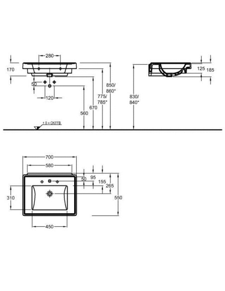 Keramag ERA keramiskā izlietne 700x550mm, balta 128870-000 Keramag ERA keramiskā izlietne 700x550mm, balta 128870-000