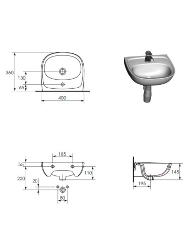 Izlietne 40cm, balta