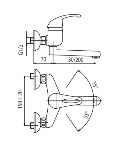 KFA Armatura virtuves krāns no sienas PIRYT 200 440-940-00