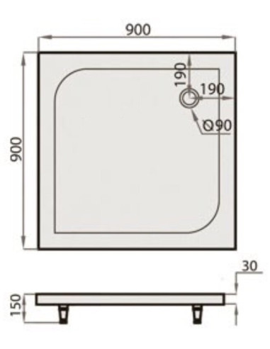 Dušas kabīne Flory  FSK21038-90S 90x90x185cm ar akmens masas paliktni