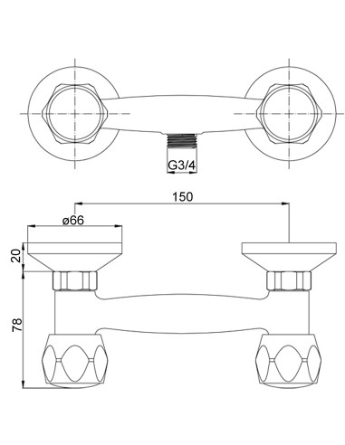 Dušas krāns bez komplekta MG2130 RING, DIVUPE