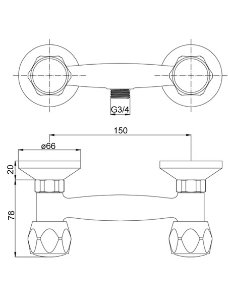 Dušas krāns bez komplekta MG2130 RING, DIVUPE