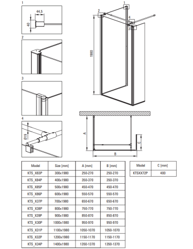 Deante Kerria Plus dušikabiin, ristkülikukujuline, 100x80 cm KKN0P10S08 - 2