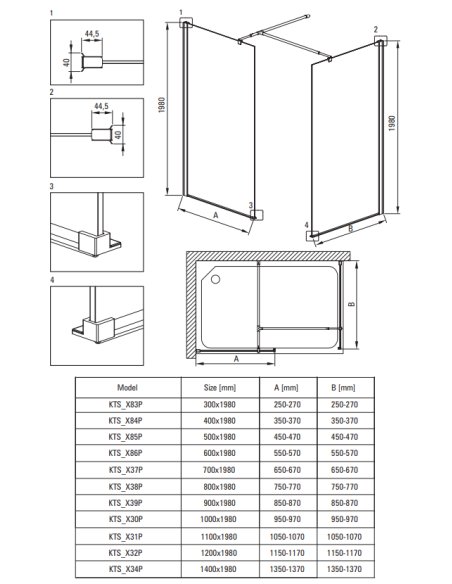 Deante Kerria Plus dušikabiin, ristkülikukujuline, 100x80 cm KKN0P10S08 - 3