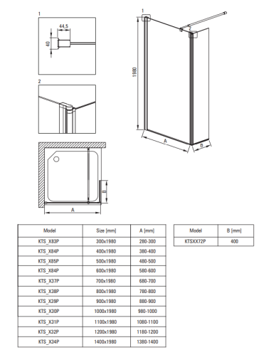 Deante Kerria Plus dušikabiin, ristkülikukujuline, 100x80 cm KKN0P10S08 - 4