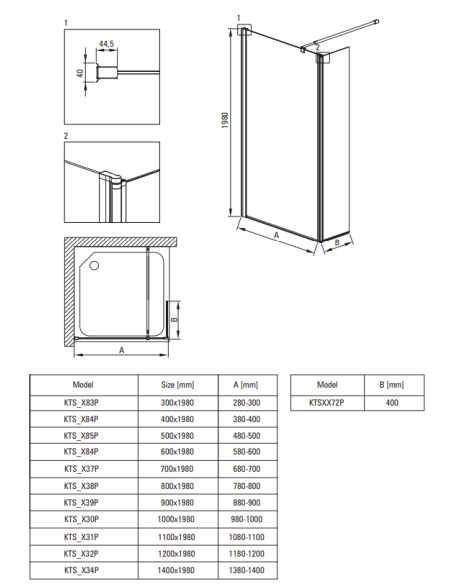 Deante Kerria Plus dušikabiin, ristkülikukujuline, 100x80 cm KKN0P10S08 - 4