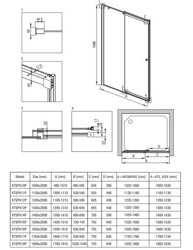 Deante Kerria Plus dušikabiin, ristkülikukujuline, 100x80 cm KKN0P10S08 - 6