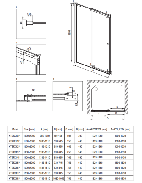 Deante Kerria Plus dušikabiin, ristkülikukujuline, 100x80 cm KKN0P10S08 - 6