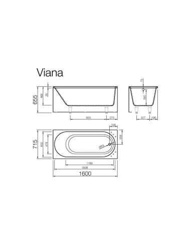 Vanna VIANA 1600x715mm, balta - 2