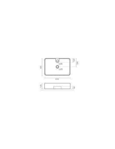 Bathco  keramiskā virsmas izlietne Circus Rectangular 610x405x135 mm, natural