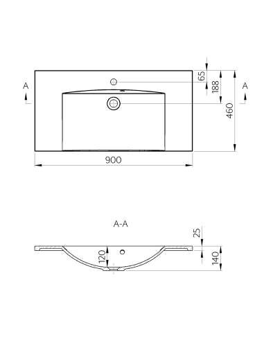 Мойка MARIA из литого мрамора, 90x46 см, белая - 5