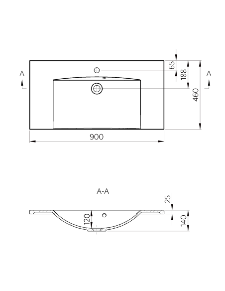MARIA cast marble sink 90x46 cm, white - 5