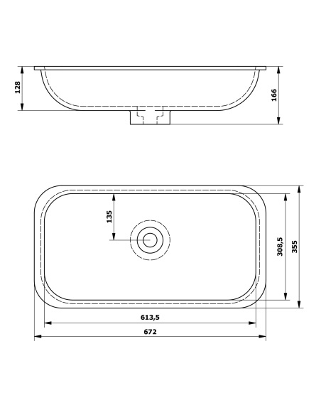 IMPALA undercounter sink 67.2 x 35.5 cm, Rockstone, matt white - 3