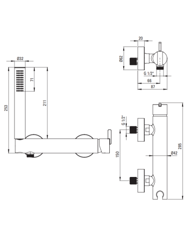 Deante Silia dušo maišytuvas, su dušo komplektu BQS_D41M - 5