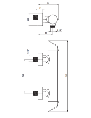 Deante Arnika Shower mixer, wall-mounted BQA_D40M - 2
