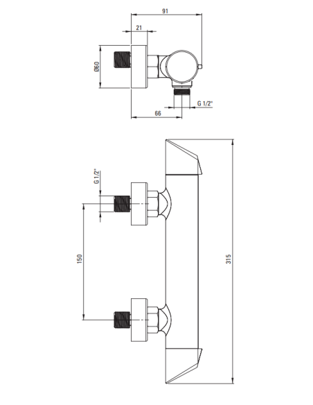 Deante Arnika Shower mixer, wall-mounted BQA_D40M - 2