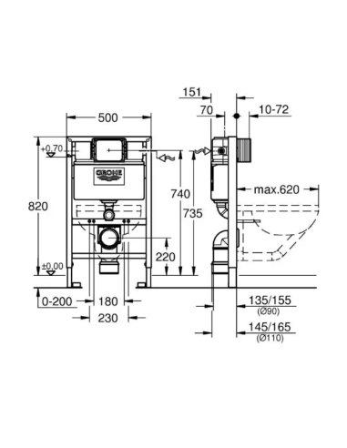 Grohe iebūvējams wc poda rāmis Rapid SL 38526000 - 16