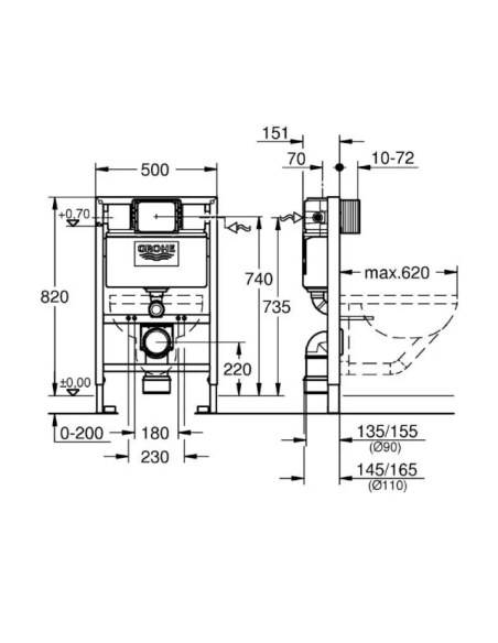Grohe iebūvējams wc poda rāmis Rapid SL 38526000 - 16