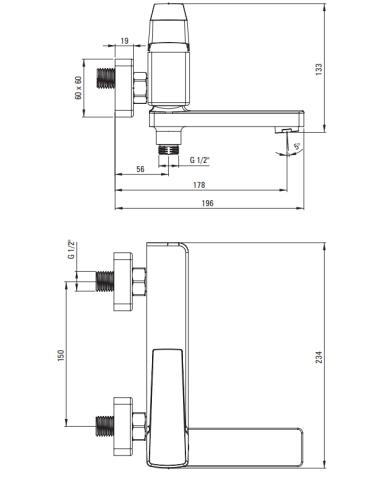 Смеситель для ванны, настенная - излив складной, BQL_D12M - 6