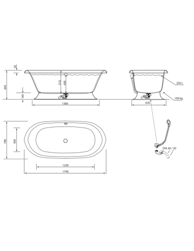 Vann 174x79cm, valge AU45, MICANTO - 7