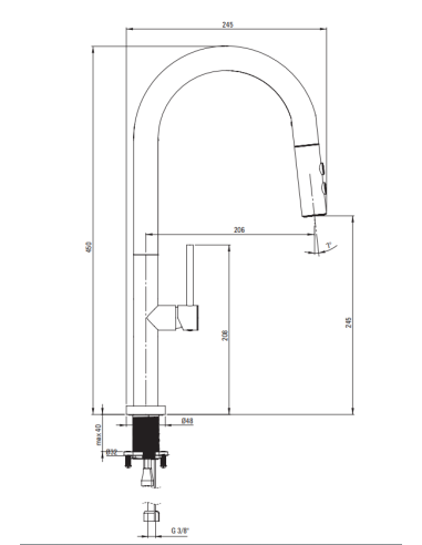 Deante Olfato Virtuves jaucējkrāns, ar izvelkamu snīpi - 2 straumes veidi BQO_R72M - 12
