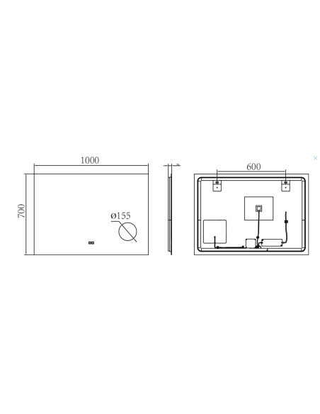 Spogulis ar LED apgaismojumu un apsildi, 70x100 cm, grima spogulis 50324041 - 10