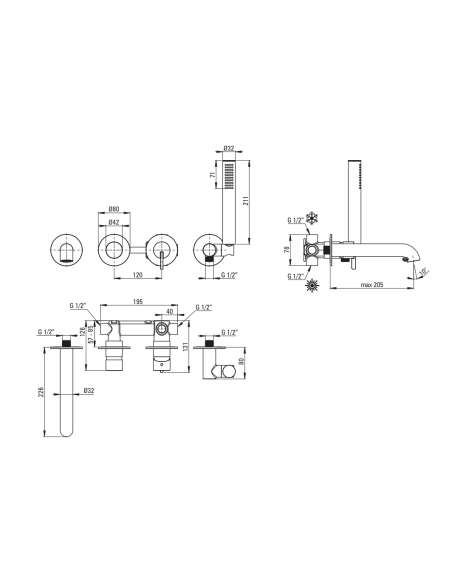 Deante Silia Bath mixer, with shower set, concealed BQS_018P - 2