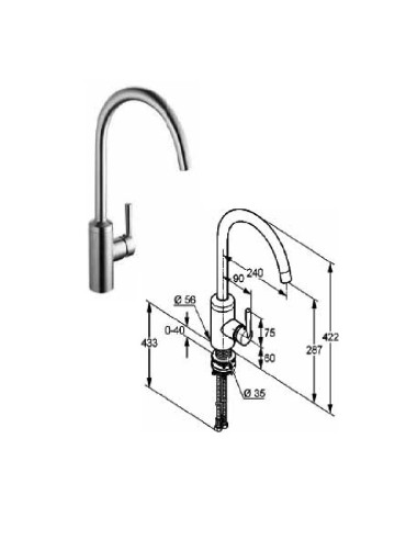 Virtuves izlietnes krāns 38850F760, HROMS - 1