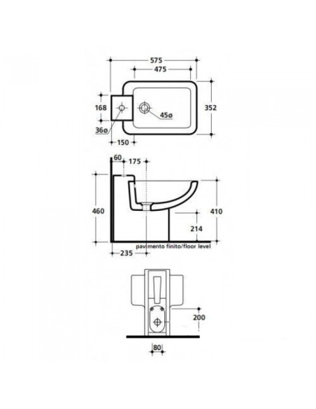 Kerasan Pelican bidē pods balts+melns, 242024 - 8