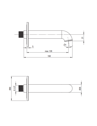 Deante Silia izlietne un vannas snīpis NQS_F80K, brushed steel - 2