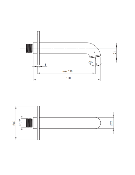 Deante Silia izlietne un vannas snīpis NQS_F80K, brushed steel - 2