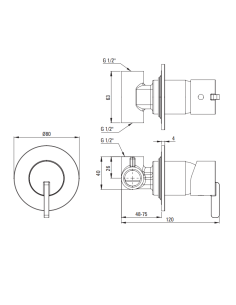 Deante Silia Shower faucet, built-in, without shower diverter, BQS_F44L - 1 2