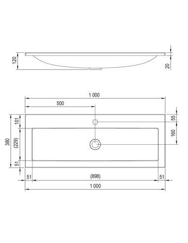 Раковина Ravak Clear 100 см, белая, с отверстием для смесителя, XJJ01110000 - 5