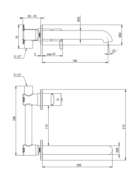 Смеситель для раковины, скрытого монтажа, BQS_D54L - 4