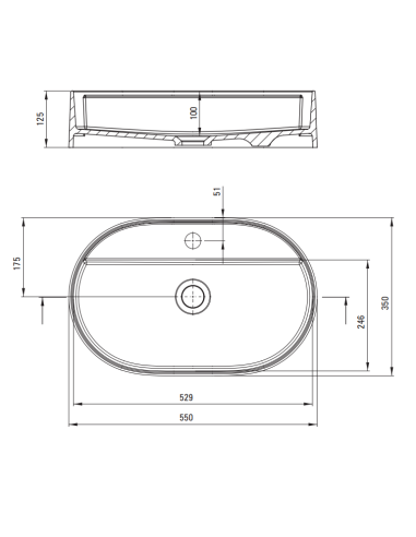 Deante Silia Granite washbasin, countertop, with tap shelf - oval CQS_AU6B - 5