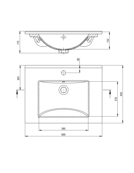 Deante Floks keraminis praustuvas, įleidžiamas, su maišytuvo lentynėle - 60 cm CDI_6U6M - 6