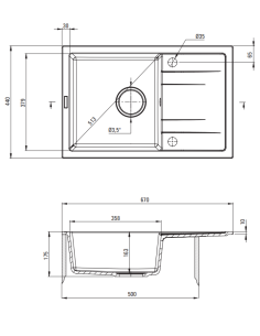 Deante Corio granīta izlietne, 1 bļoda ar notecinātāju ZRC_G113 2