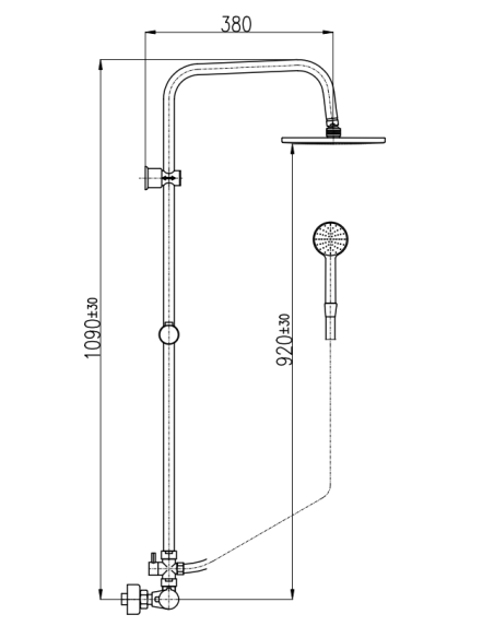 Shower faucet with overhead and hand shower THERMOSTATIC black matt - Barva černá matná,Rozměr 150 mm - 3