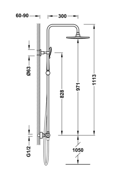 TRES Aspen dušas komplekts ar termostatu, melns matēts - 2