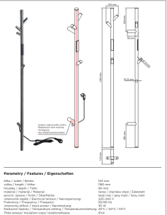 copy of Soojendusega käterätikuivati ​​1180 mm, latt, 30W, roostevaba teras, valge - 1 2
