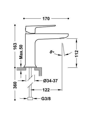 TRES LOFT Vienas sviras izlietnes maisītājs - 22210301AC - 1