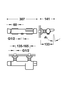 PROJECT-TRES Sieninis vienos svirties maišytuvas voniai ir dušui – 22117001AC - 2 2