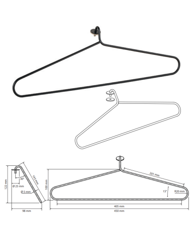 Hanger for electric towel rail 704151010, stainless steel, black - 2