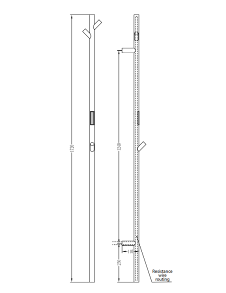 Heated towel rail 1180 mm, bar, 30W, stainless steel, black 704151010 - 3