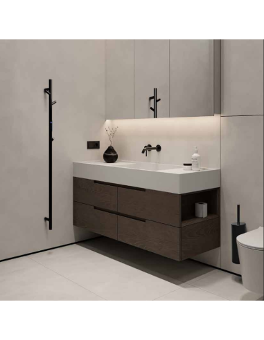 Heated towel rail 1180 mm, bar, 30W, stainless steel, black 704151010 - 5