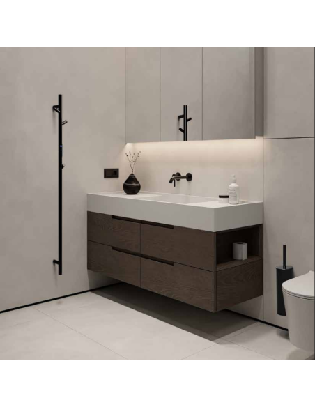 Heated towel rail 1180 mm, bar, 30W, stainless steel, black 704151010 - 5