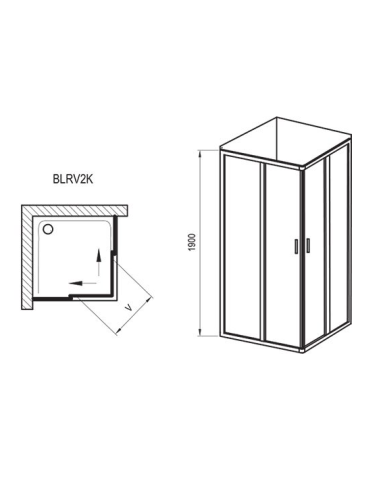 Shower corner BLRV2K-90 glossy aluminum+glass Grape, 1XV70C00ZG - 9