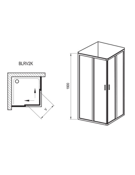 Shower corner BLRV2K-90 glossy aluminum+glass Grape, 1XV70C00ZG - 9