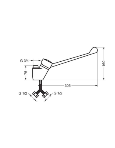 Invalīdu rokturis fiksēts 85cm kreisais, krāsots - 1